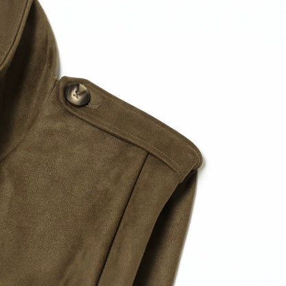 Women's Sleeveless Double-Breasted Trench Vest with High Stand Collar and Shoulder Tabs EVA-US