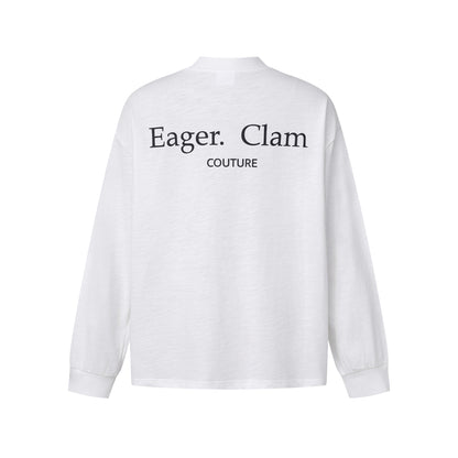 Unisex Oversize-Longsleeve Shirt with Slub Cotton and Half-High Roll Neck EVA-US
