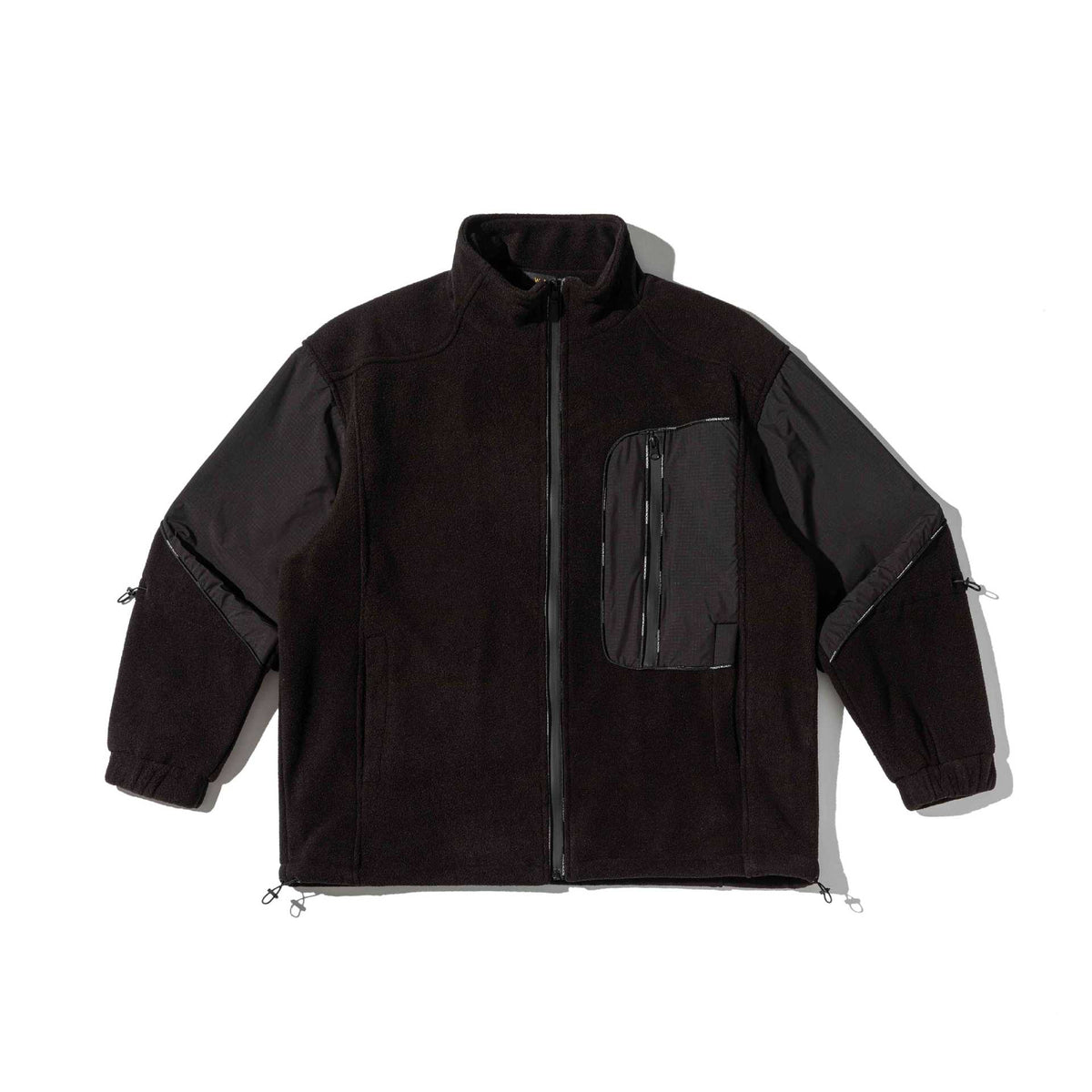 Unisex Short Cut Technical Fleece Utility Jacket with High Stand-Up Collar and Multifunctional Pockets EVA-US