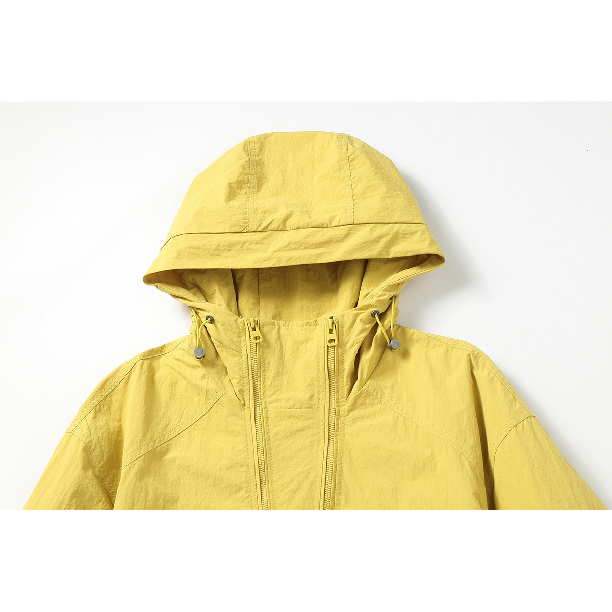Unisex Lightweight Boxy Windbreaker with Hood, Utility Chest Pocket and Drawstring EVA-US