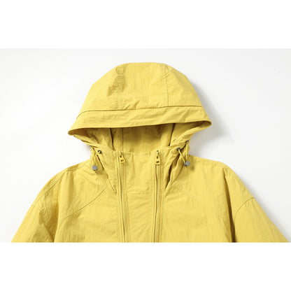 Unisex Lightweight Boxy Windbreaker with Hood, Utility Chest Pocket and Drawstring EVA-US