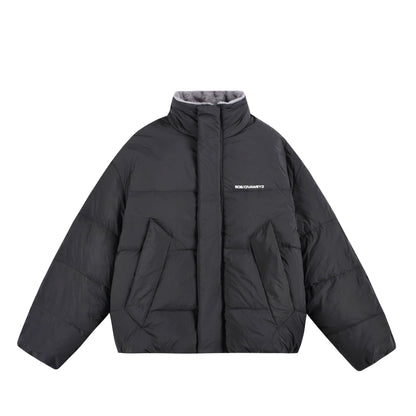 Ladies Oversized Padded Jacket with High Plush Collar and Wind Protection Placket EVA-US