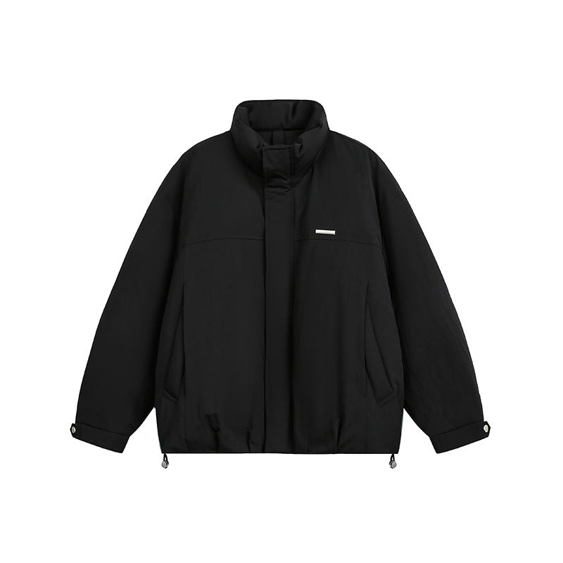 Men's Oversized Quilted Blouson Jacket with Stand-up Collar and Drawstring EVA-US