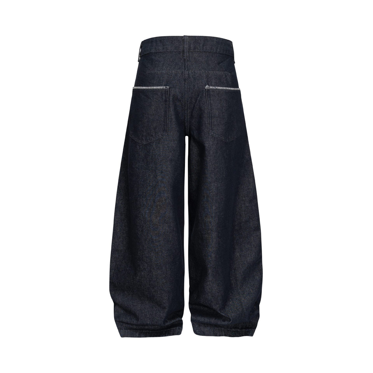 Women's Wide Denim Pants in Culotte Style with High Waist and Elastic Hem