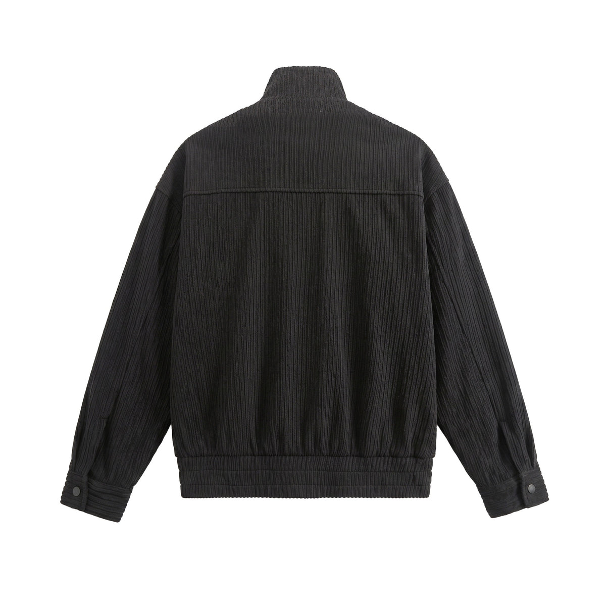 Men's Structured Boxy Jacket with Stand-Up Collar and Two-Way Zipper EVA-US