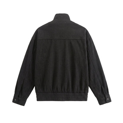 Men's Structured Boxy Jacket with Stand-Up Collar and Two-Way Zipper EVA-US
