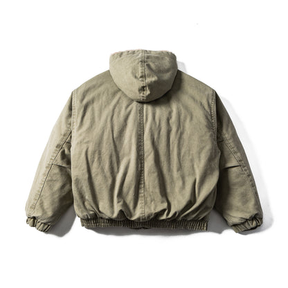 Men's Robust Hooded Field Jacket with Teddy Lining and Utility Pockets EVA-US