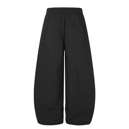 Women's Wide Tech Material Palazzo Pants with Drawstring Waistband, Reflective Side Stripes and Adjustable Cord Hem