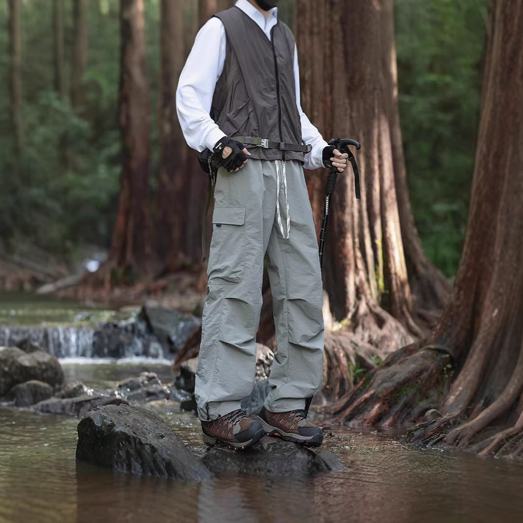 Men's Lightweight Technical Cargo Trekking Pants with Drawstring Waistband, Reinforced Hem Edges, and Adjustable Leg Opening EVA-US