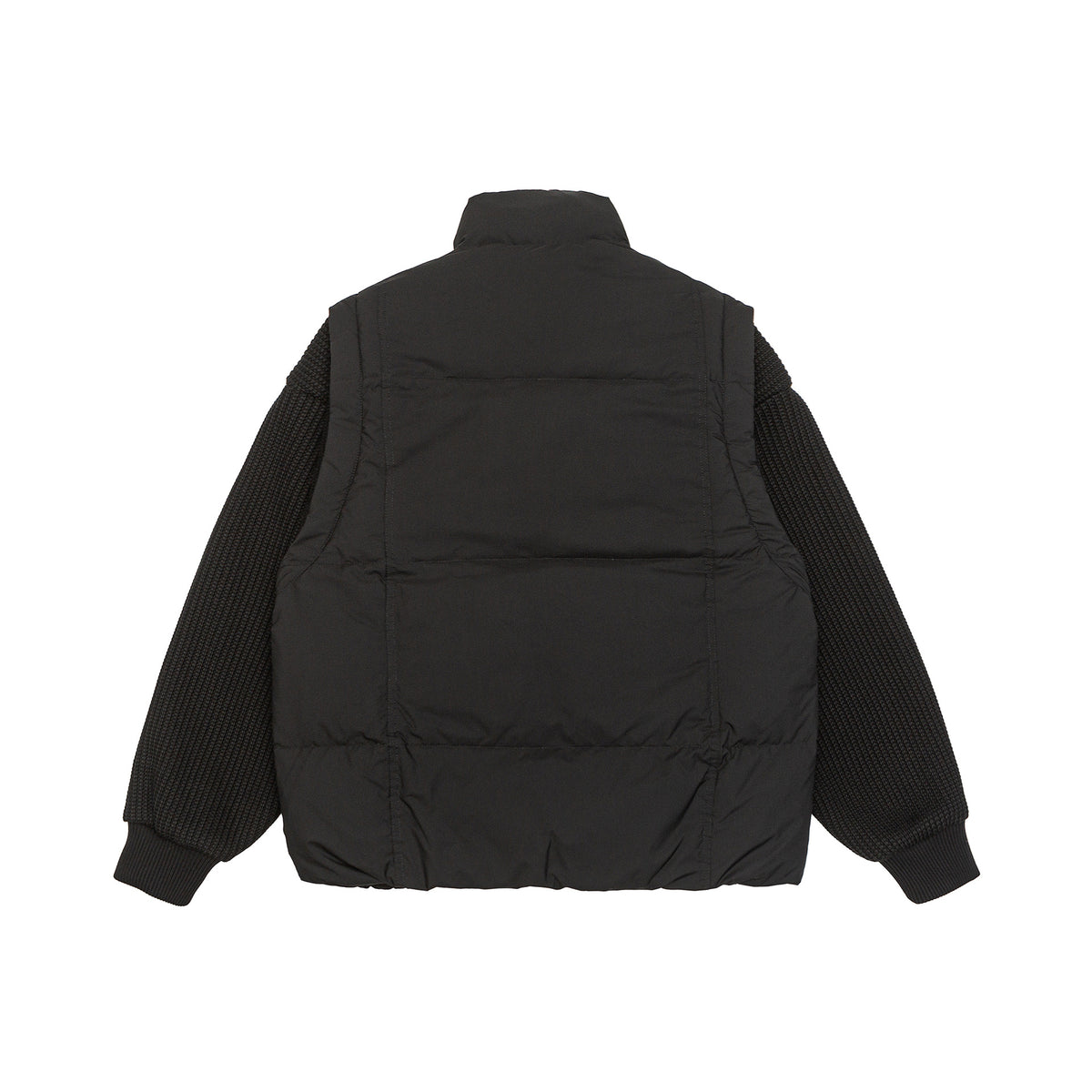 Men's Insulated Hybrid Quilted Jacket with Knitted Sleeves and High Standing Collar EVA-US