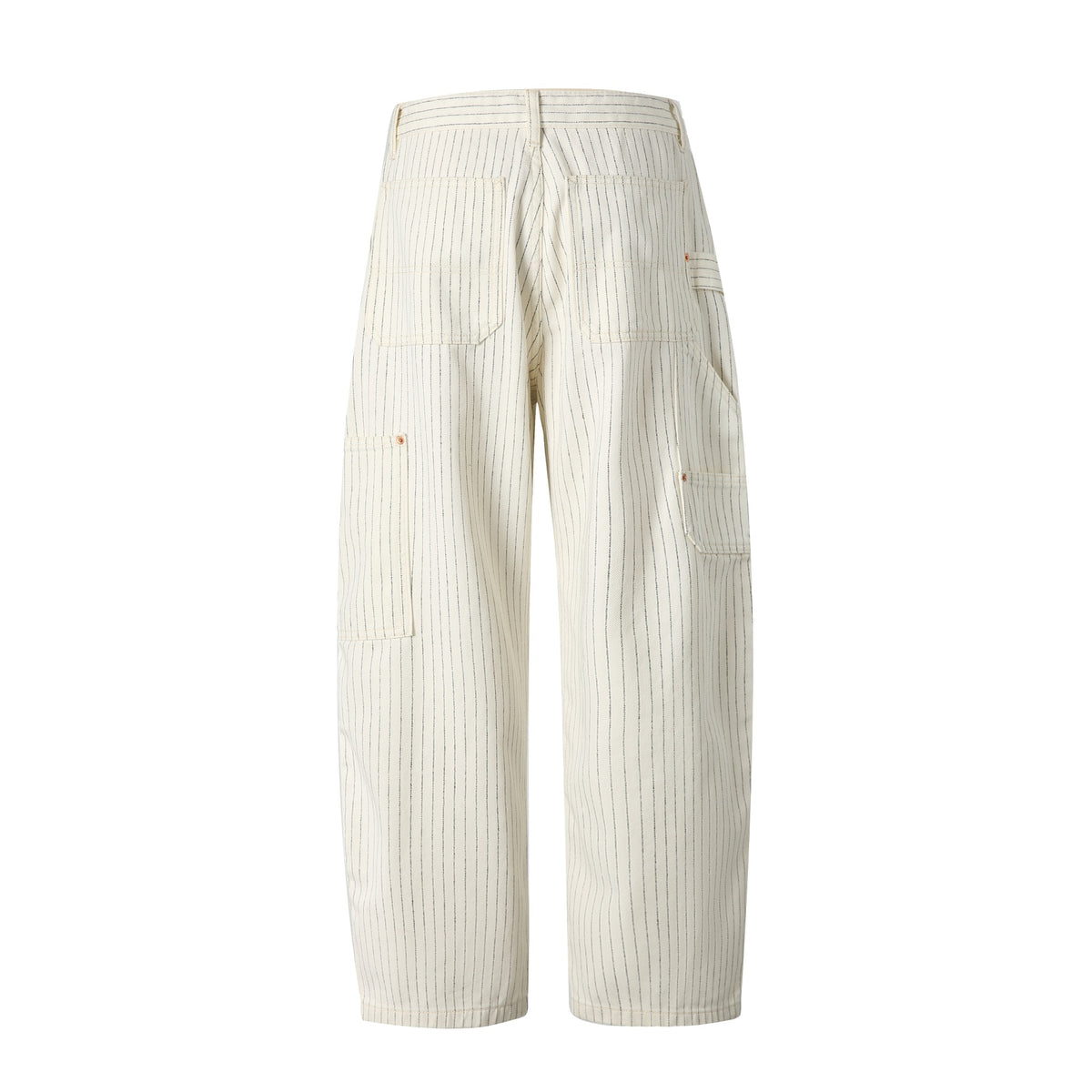 Women's carpenter pants made of linen-cotton blend with pinstripes and hammer loop EVA-US