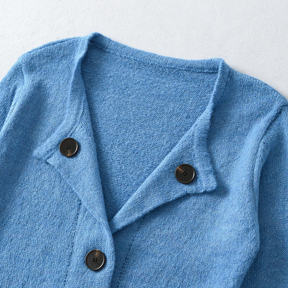 Women's Cropped Tailored Cardigan with Shawl Collar and Large Decorative Buttons EVA-US