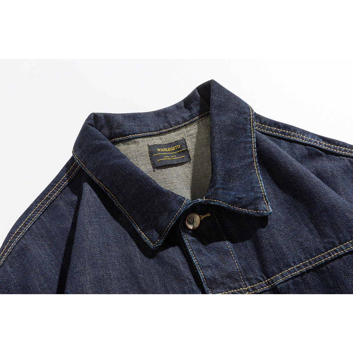 Unisex Wide-cut Denim Worker Blouson with Asymmetric Flap Pocket EVA-US