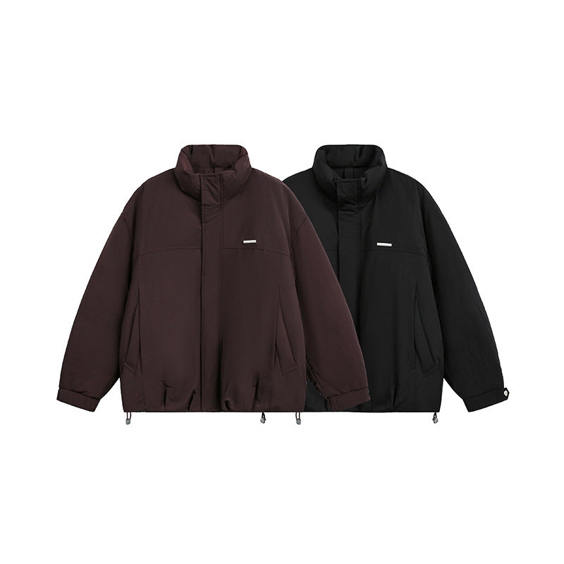 Men's Oversized Quilted Blouson Jacket with Stand-up Collar and Drawstring EVA-US