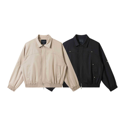 Unisex Short-cut technical blouson jacket with concealed front flap and elastic hem EVA-US