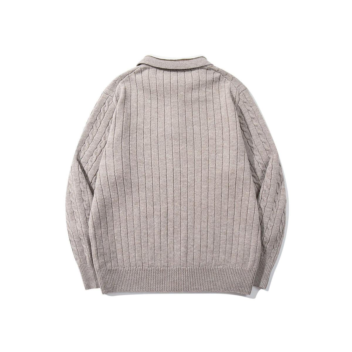 Unisex Polo knit sweater with cable knit and contrast collar EVA-US