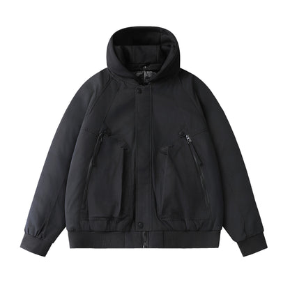 Men's Boxy Utility Bomber with quilted thermal insulation, integrated hood, and concealed zippers EVA-US