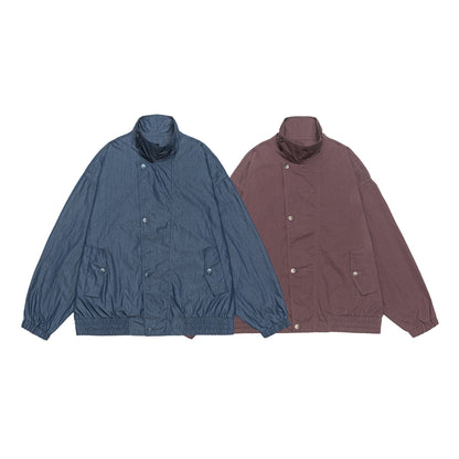 Unisex Lightweight Boxy Blouson with Funnel Collar and Utility Pockets EVA-US