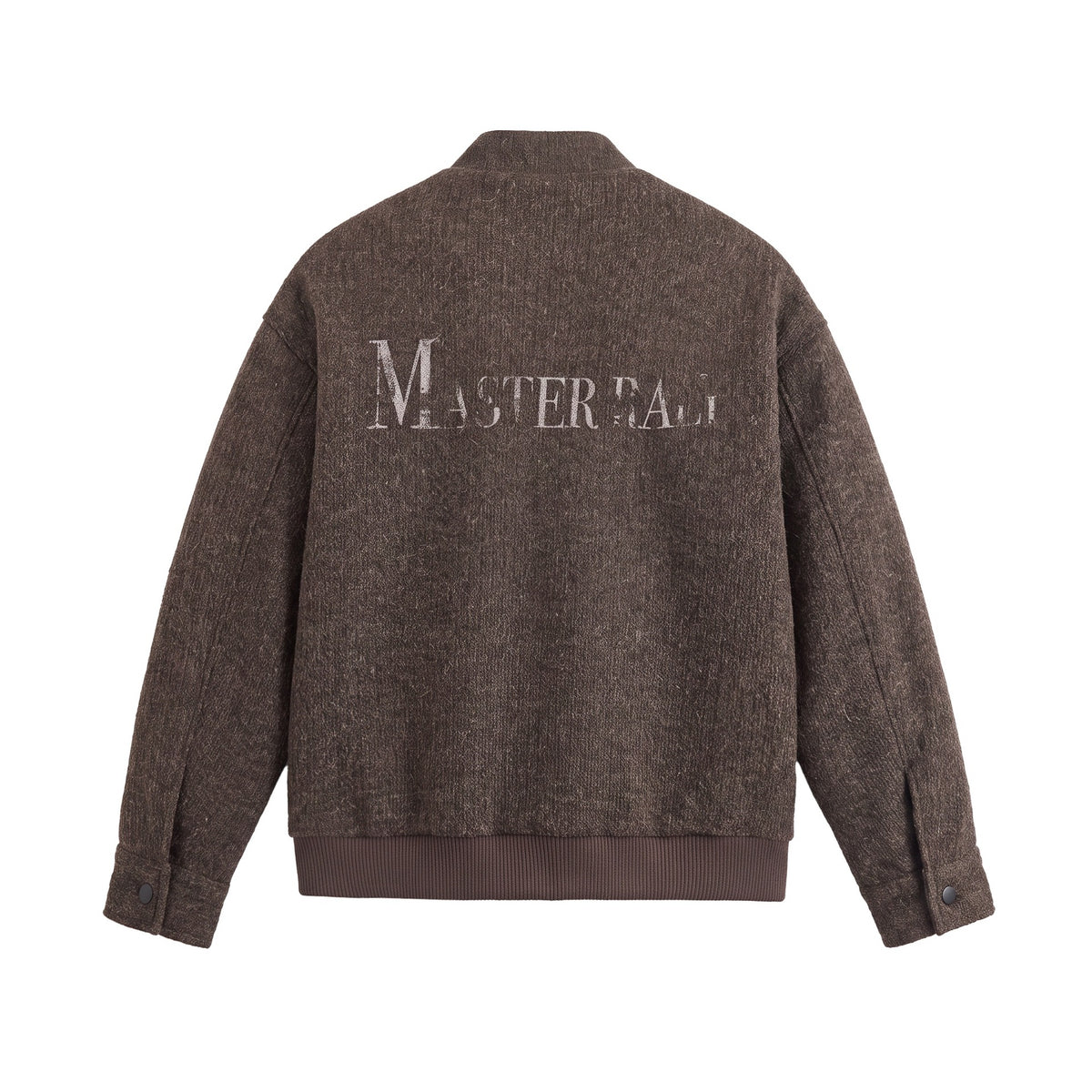 Men's Short Boxy Wool Mix Bomber with Stand-Up Collar and Ribbed Hem EVA-US