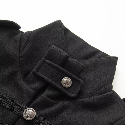 Women's short jacket in hussar style with stand-up collar, decorative cords and metal button placket EVA-US