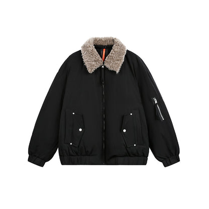 Men's Lined Bomber Jacket with Teddy Collar and Utility Pockets EVA-US