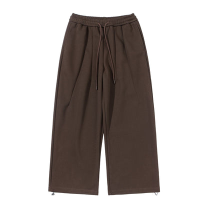 Unisex Wide Cropped Jogging Pants with Drawstring Waist, Side Pockets and Adjustable Hem
