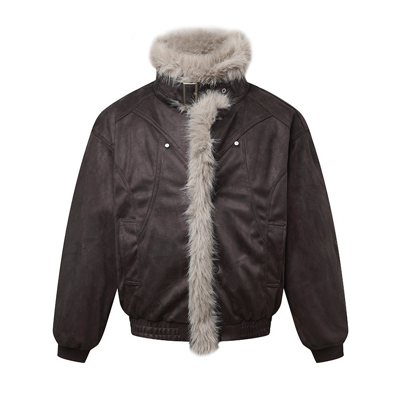 Men's bomber jacket in aviator look with faux fur trim and buckle collar EVA-US