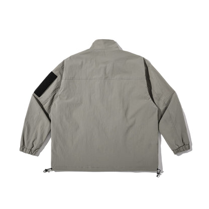 Unisex Lightweight Technical Wind Parka with Drawstring, Zipper Pockets and Sleeve Utility Pocket EVA-US