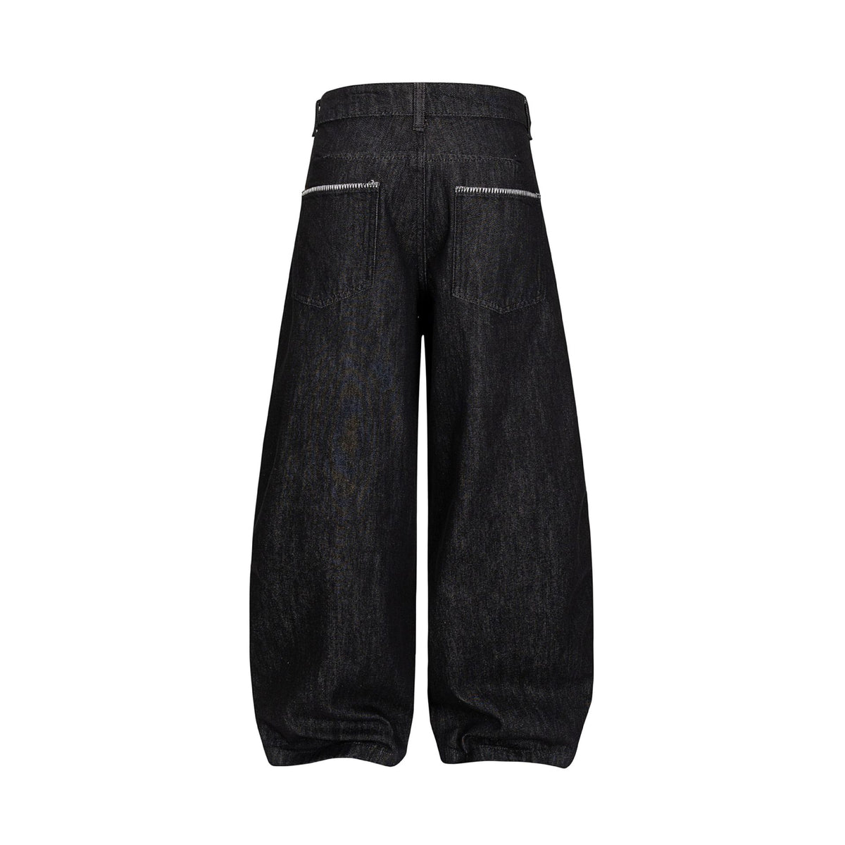 Women's Wide Denim Pants in Culotte Style with High Waist and Elastic Hem