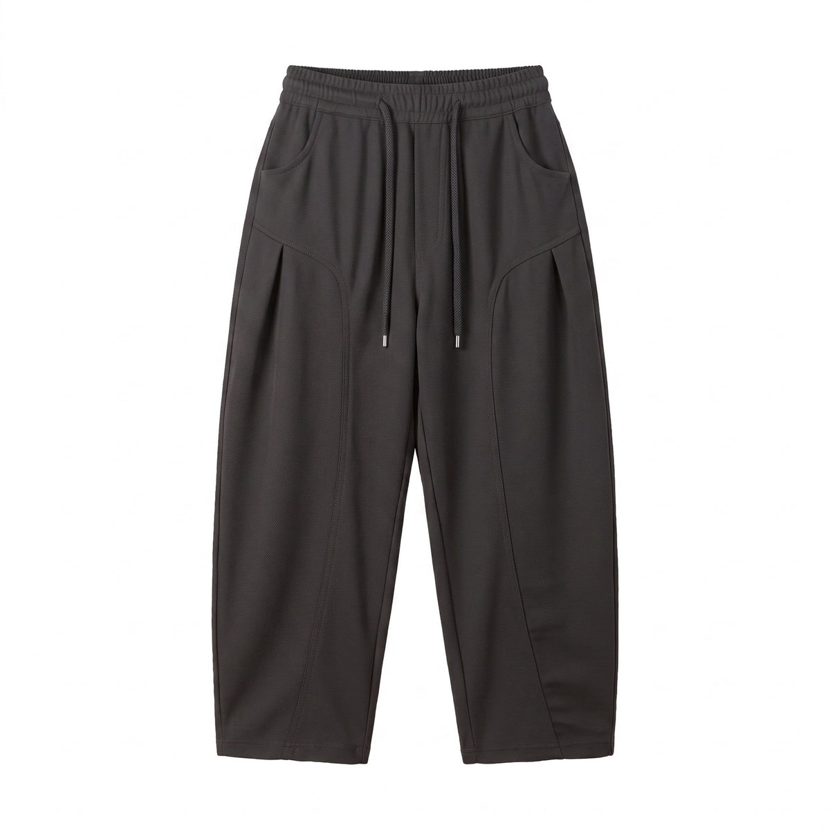 Women's Cropped Jogging Pants in Relaxed Fit with Drawstring and Decorative Seams EVA-US