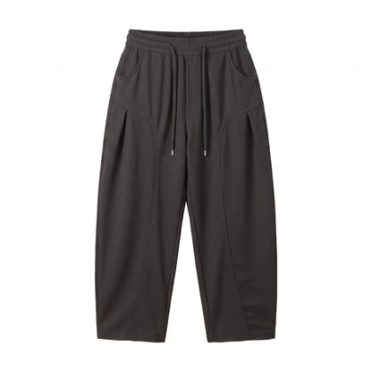 Women's Cropped Jogging Pants in Relaxed Fit with Drawstring and Decorative Seams EVA-US
