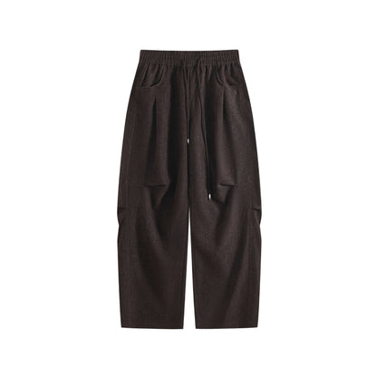 Women's Wide Cropped Comfort Cargo Pants with Elastic Drawstring Waist and Patch Pockets EVA-US