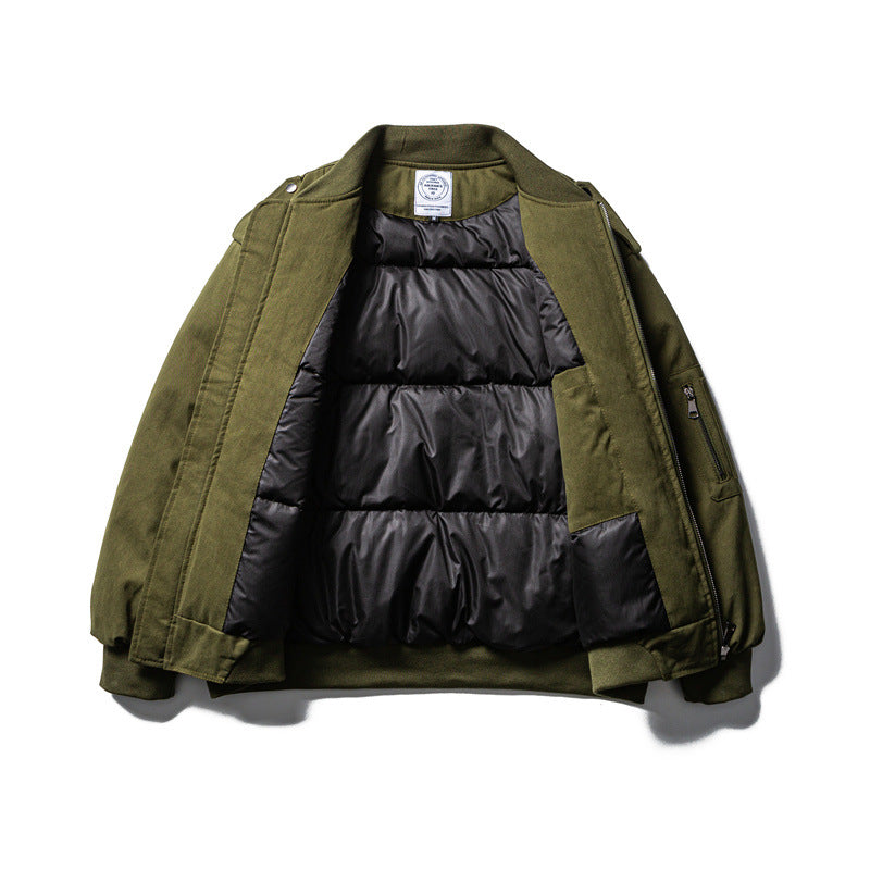 Men's Robust Canvas Bomber Jacket with Utility Pockets and Ribbed Cuffs EVA-US