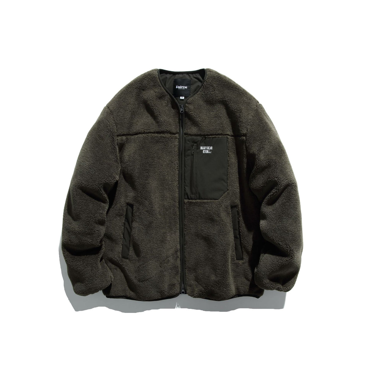 Unisex Short Cut Teddy Fleece Jacket with Nylon Chest Pocket and Full Zip EVA-US