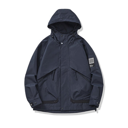 Unisex multifunctional outdoor parka in boxy cut with adjustable hood and asymmetrical zip pockets EVA-US