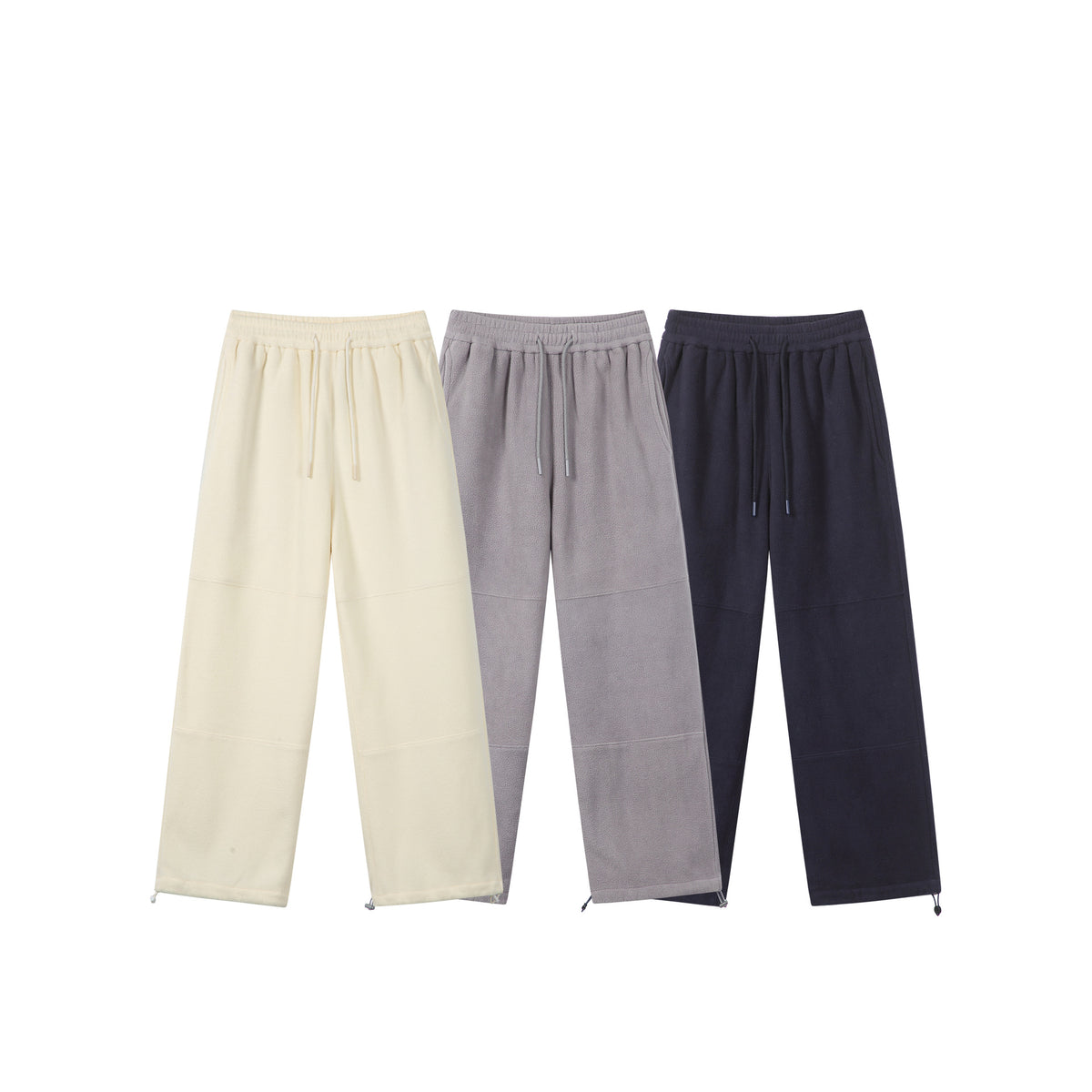 Women's Loose Fleece Jogging Pants with Drawstring Waistband, Side Pockets, and Adjustable Hem
