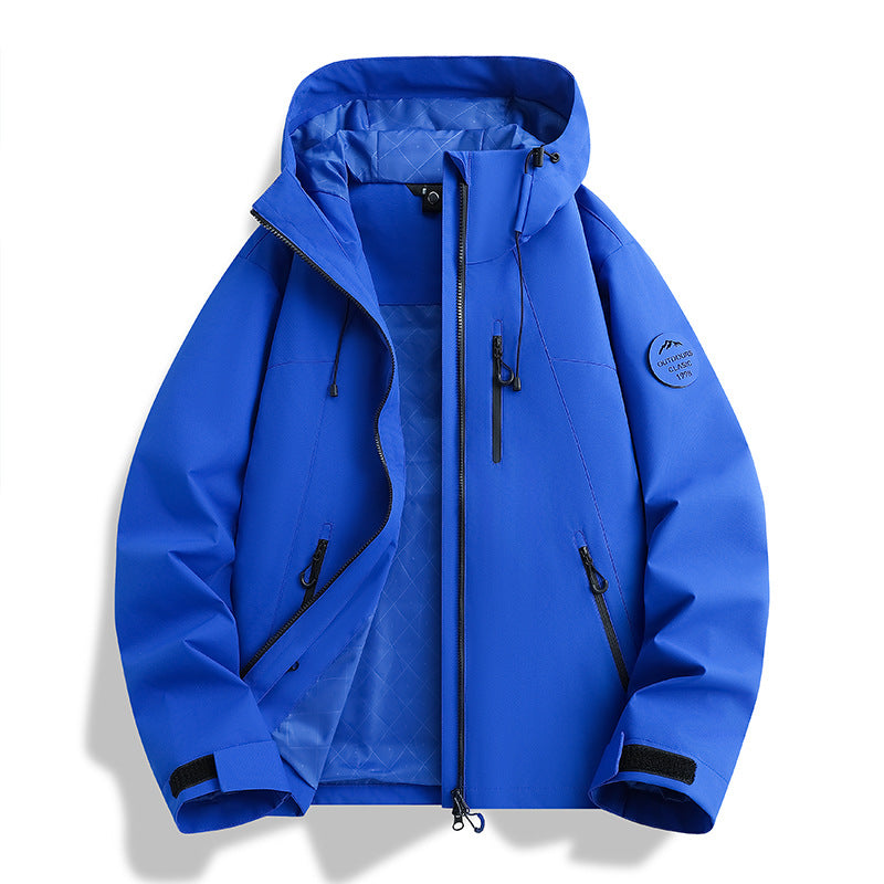 Women Lightweight Waterproof Hooded Jacket with Teddy Charm and Concealed Zipper Pockets EVA-US