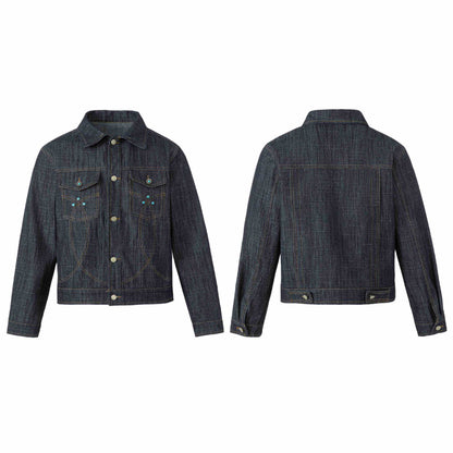 Women's denim jacket with decorative studs and precise decorative seams EVA-US
