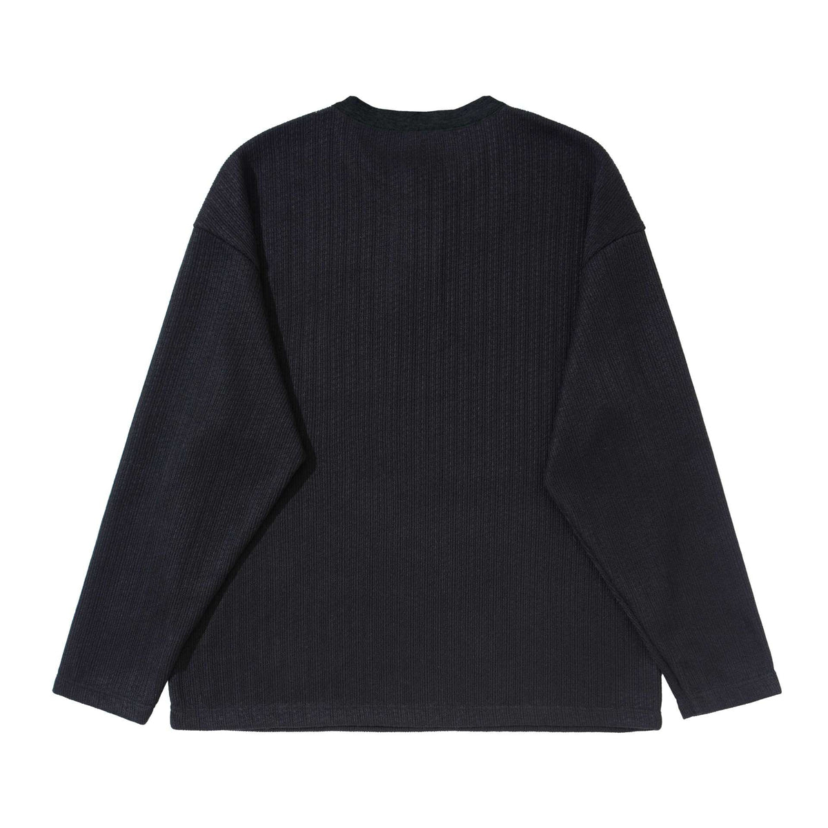 Unisex Structured Waffle Henley Shirt with Straight Hem and Oversized Silhouette EVA-US