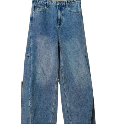 Women's Extra Wide Cargo Jeans in Baggy Style with Low Crotch and Cuffs