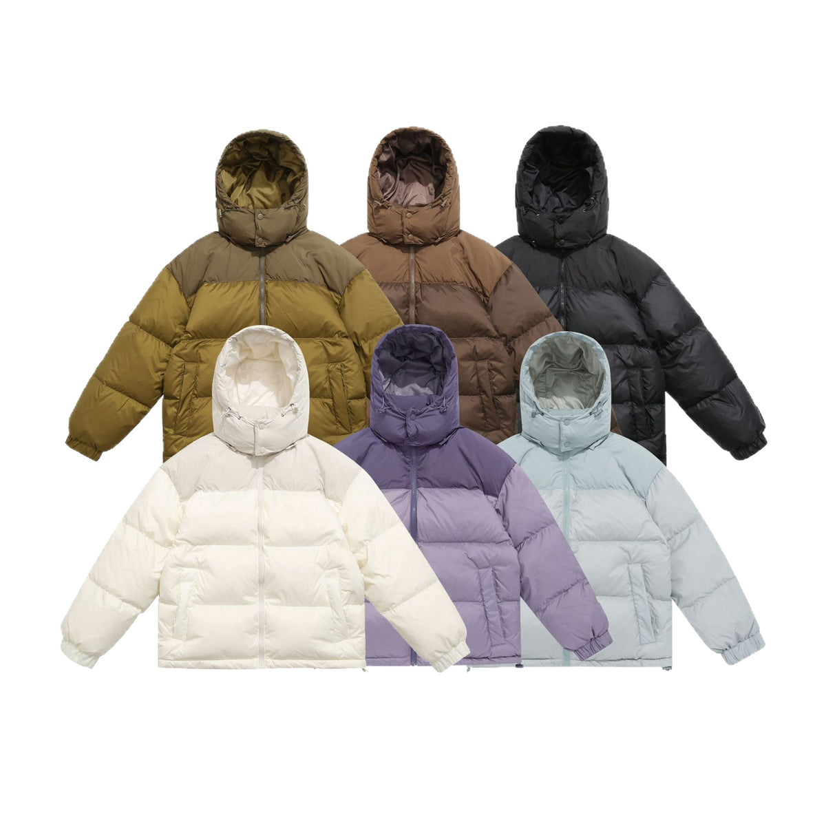 Men's Short Boxy Padded Jacket with High Hood, Drawstring and Elastic Sleeve Cuffs EVA-US