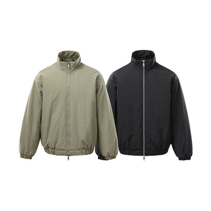 Unisex Boxy Zip Blouson Jacket with windproof microfiber cover, high stand-up collar and two-way zipper EVA-US