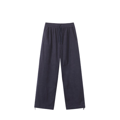 Women's loosely cut waffle knit pants with elastic waistband and drawstring EVA-US