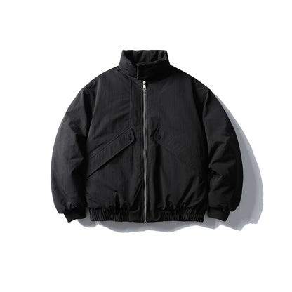 Unisex Boxy-padded Short Jacket with Funnel Collar and Flap Pockets EVA-US