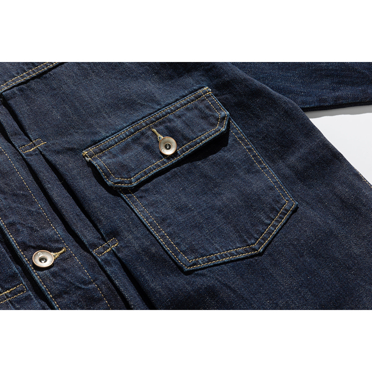 Unisex Wide-cut Denim Worker Blouson with Asymmetric Flap Pocket EVA-US