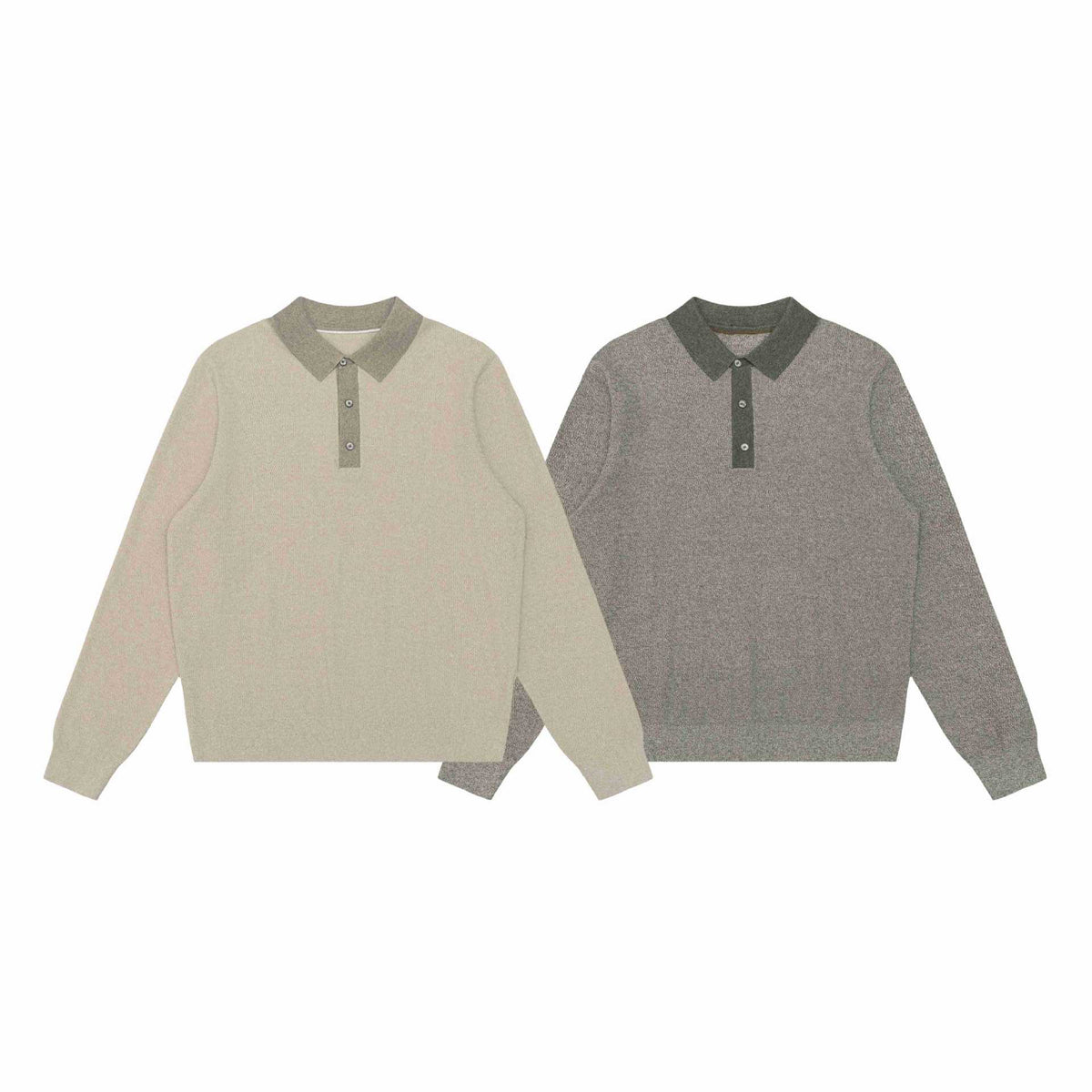 Unisex Structured Polo Collar Knitted Sweater with Half Button Placket EVA-US