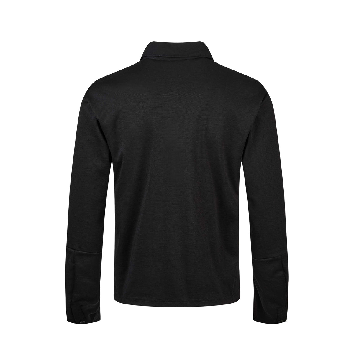 Women’s polo shirt-long sleeve shirt with shirt collar, text print and rhinestone application EVA-US