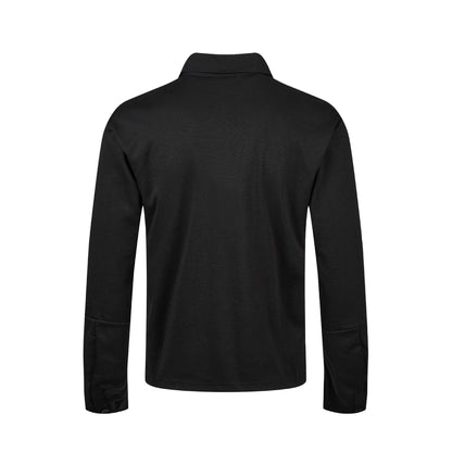 Women’s polo shirt-long sleeve shirt with shirt collar, text print and rhinestone application EVA-US