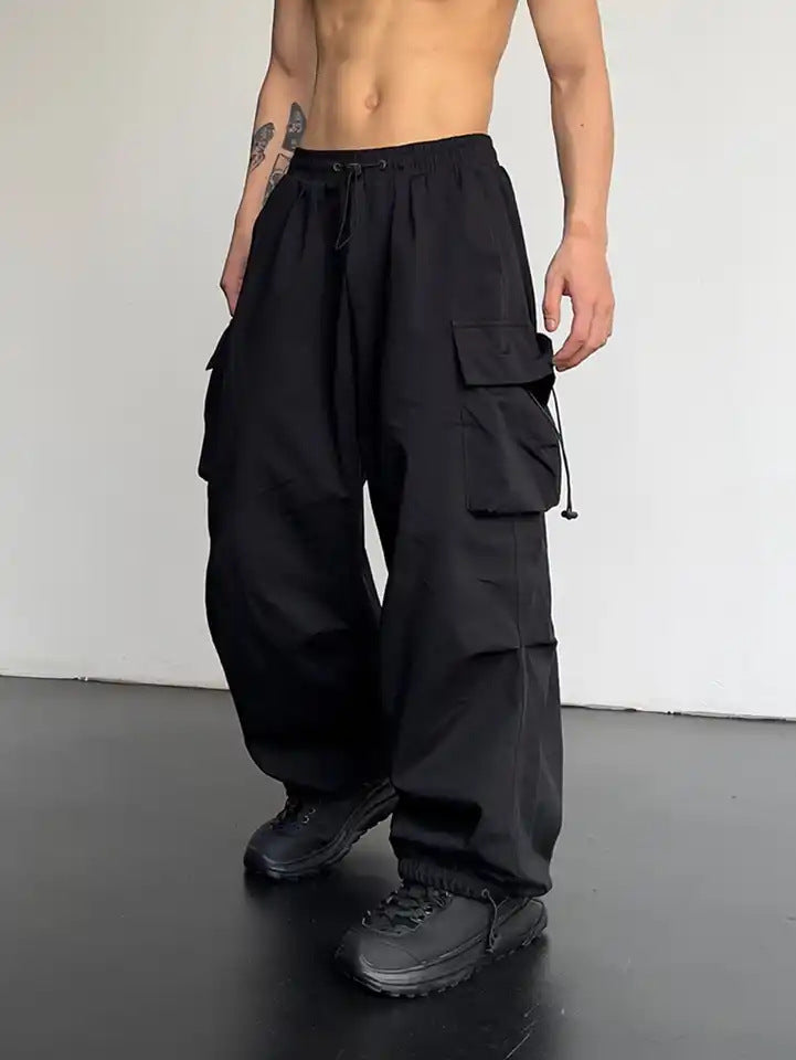 Men's Cargo Pants Wide Tunnel Drawstring