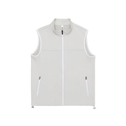 Unisex Waffle Structure Outdoor Vest with Standing Collar, Full-Length Zipper and Drawstring Hem EVA-US